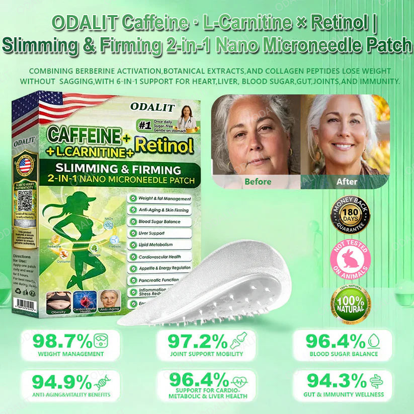 [FDA-Registered & Clinical support] 🇺🇸 ODALIT® L-Carnitine × Retinol | Slimming & Firming 2-in-1 Nano Microneedle Patch 🔥 Obesity, Diabetes, Sleep Apnea, And Joint Issues⏳