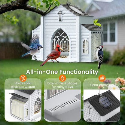✨ Create Your Private Sanctuary – Solar Church Bird Feeder 🎁 (Enjoy Free Shipping Sitewide)