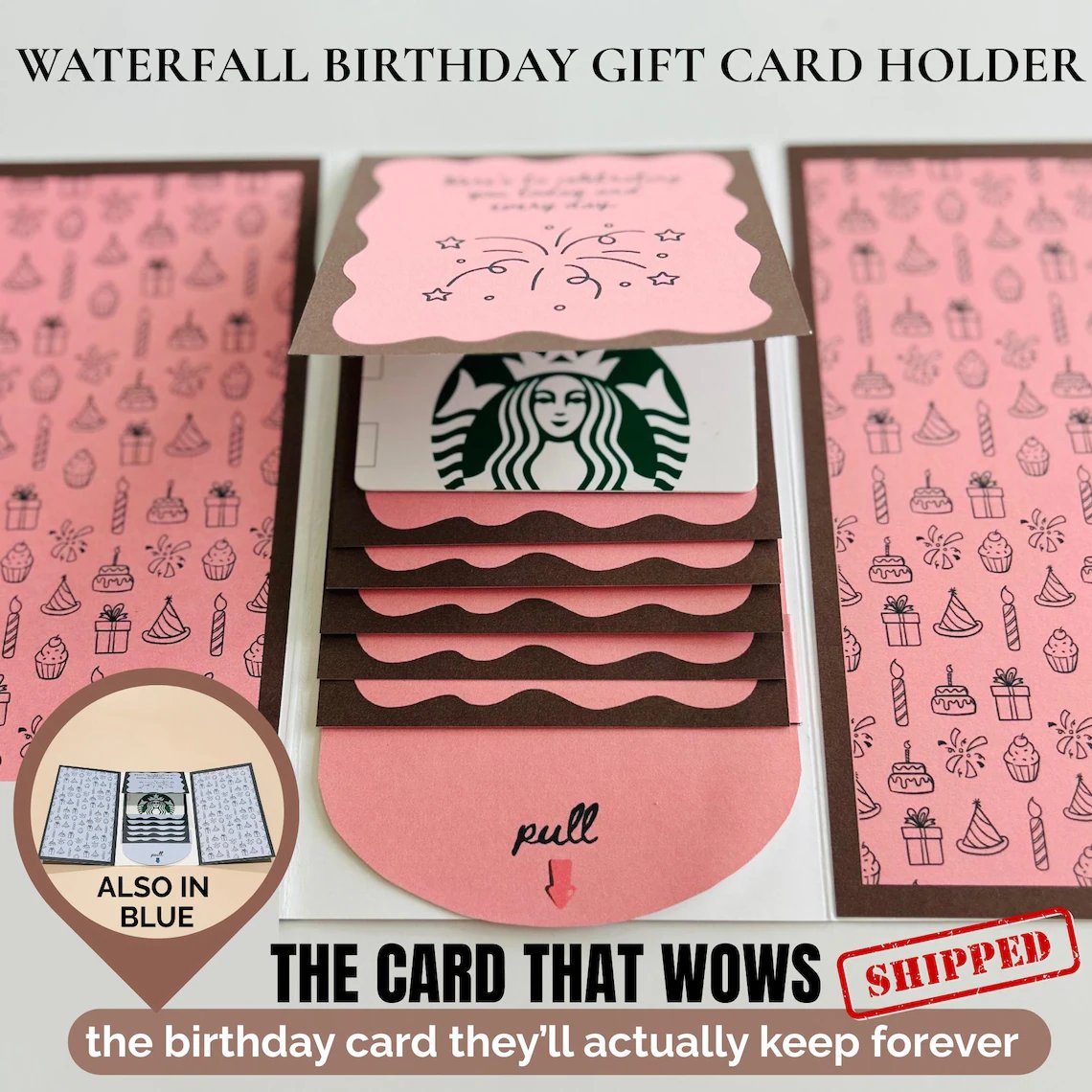 🎁LAST DAY 50% OFF - 🎂✨ Handmade Waterfall Gift Card Booklet💖