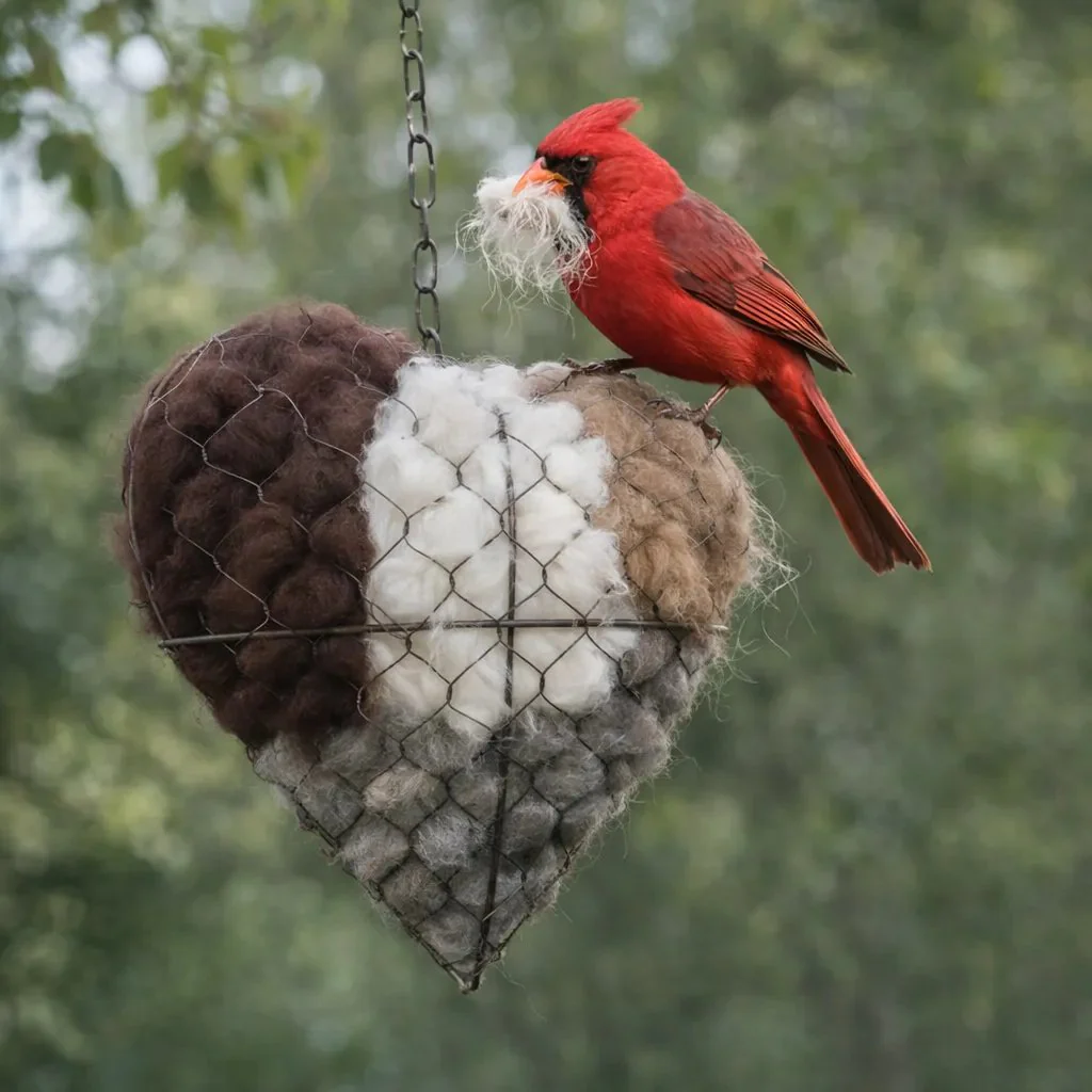 🕊️Handmade Alpaca Fiber Bird Nesting Heart