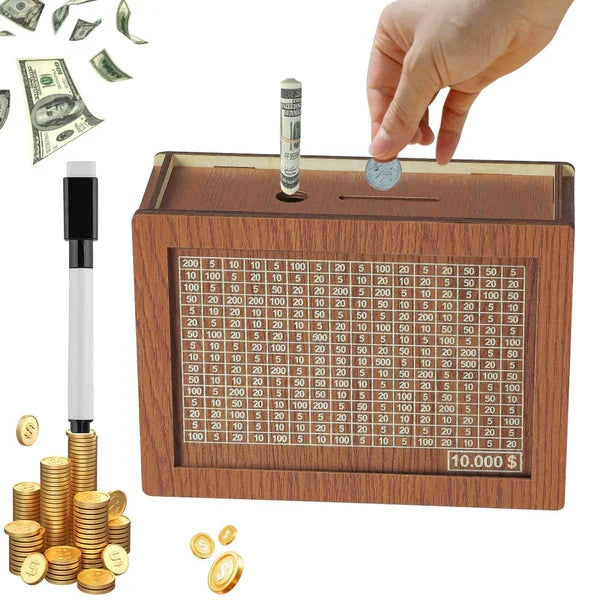🔥Last Day Sale 70% OFF!!🔥Wooden Lottery Ticket Game Board & Money Box with Counter