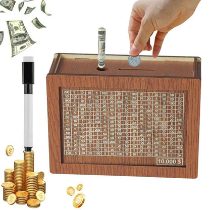 🔥Last Day Sale 70% OFF!!🔥Wooden Lottery Ticket Game Board & Money Box with Counter