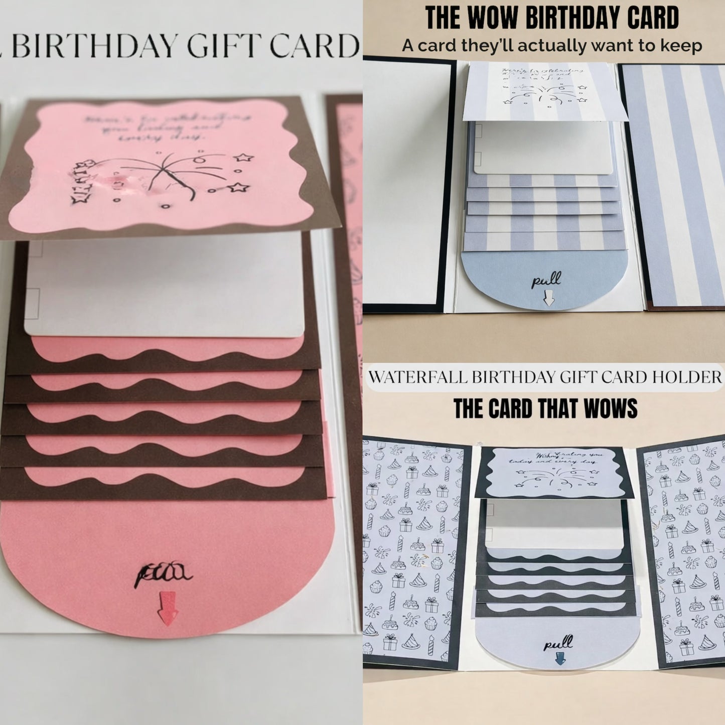 🎁LAST DAY 50% OFF - 🎂✨ Handmade Waterfall Gift Card Booklet💖