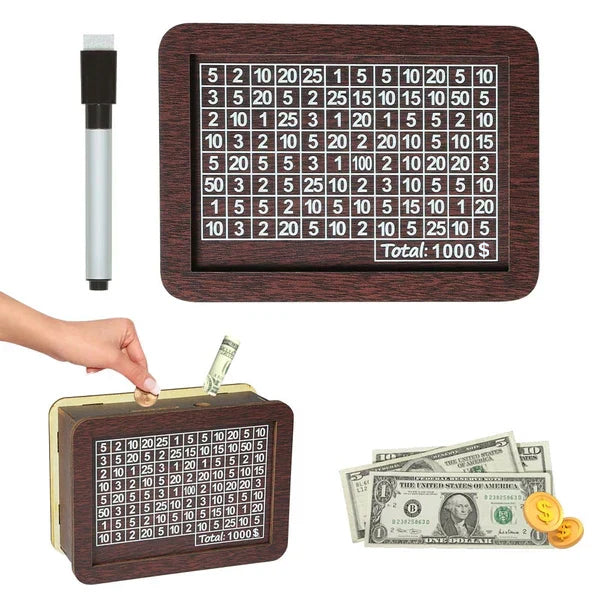 🔥Last Day Sale 70% OFF!!🔥Wooden Lottery Ticket Game Board & Money Box with Counter