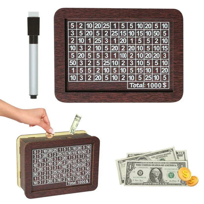 🔥Last Day Sale 70% OFF!!🔥Wooden Lottery Ticket Game Board & Money Box with Counter