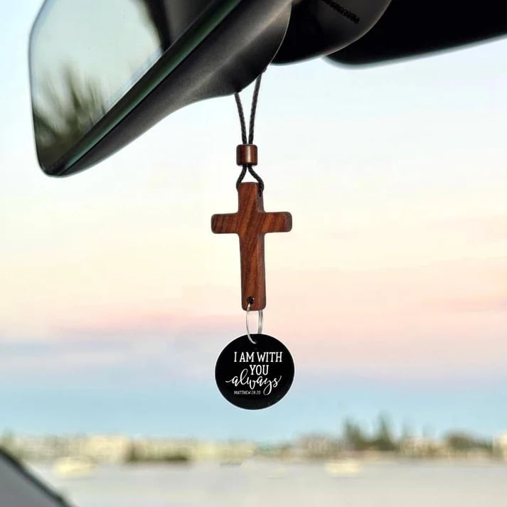 ✝️Bible Verse Car Rearview Hanging Cross Ornament -  Tap for a Bible Verse Every Day