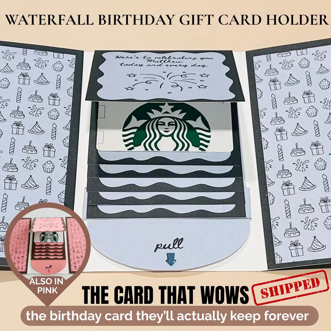 🎁LAST DAY 50% OFF - 🎂✨ Handmade Waterfall Gift Card Booklet💖