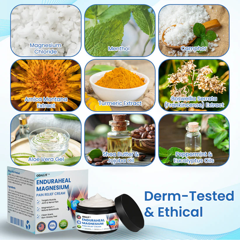 ODALIT™ EnduraHeal Magnesium Pain Relief Cream (Treats Arthritis, Neuropathy, Rheumatism, Sports Injuries & More)