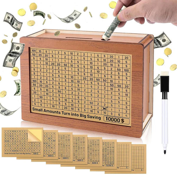 🔥Last Day Sale 70% OFF!!🔥Wooden Lottery Ticket Game Board & Money Box with Counter