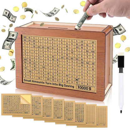 🔥Last Day Sale 70% OFF!!🔥Wooden Lottery Ticket Game Board & Money Box with Counter