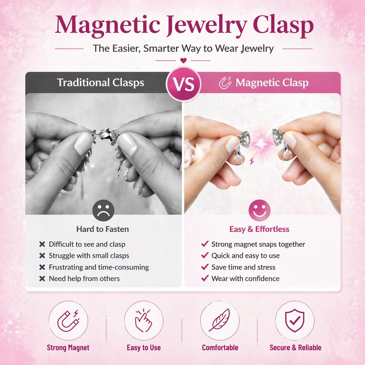 🔥 Secure Your Necklace in Seconds-Magnetic Necklace Clasps and Closures