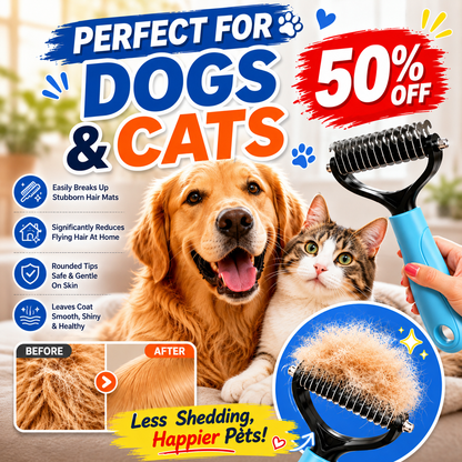 ✨ Dual-Sided Pet Grooming Comb for Dogs & Cats-Buy 2 Get 1 FREE! 🐶
