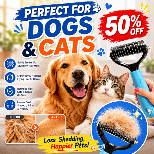 ✨ Dual-Sided Pet Grooming Comb for Dogs & Cats-Buy 2 Get 1 FREE! 🐶