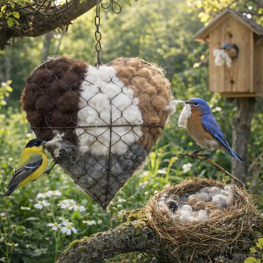 🕊️Handmade Alpaca Fiber Bird Nesting Heart