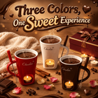 White, red and brown ceramic fondue cups